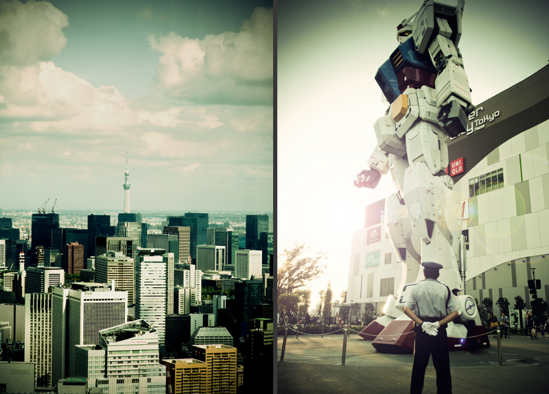 Sky Tree (left) and Gundam Giant Figure (right)